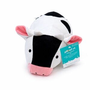 Pillowfort Black & White Cow Plush with Pink Details